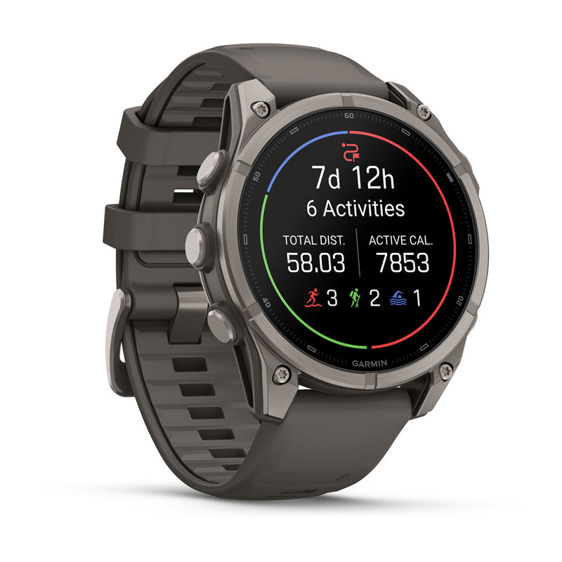 Garmin fēnix 9 Multisport GPS Smartwatch — 47 mm, Titanium with Pebble Gray, left angle