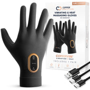 Copper Compression CopperVibe 2.0 Gloves, the black heated vibrating gloves shown as a pair