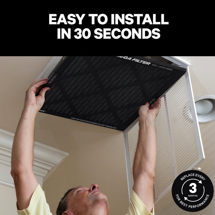 PuroAir HVAC Mega Filter MERV 13 Pleated Plus Activated Carbon Air Filter