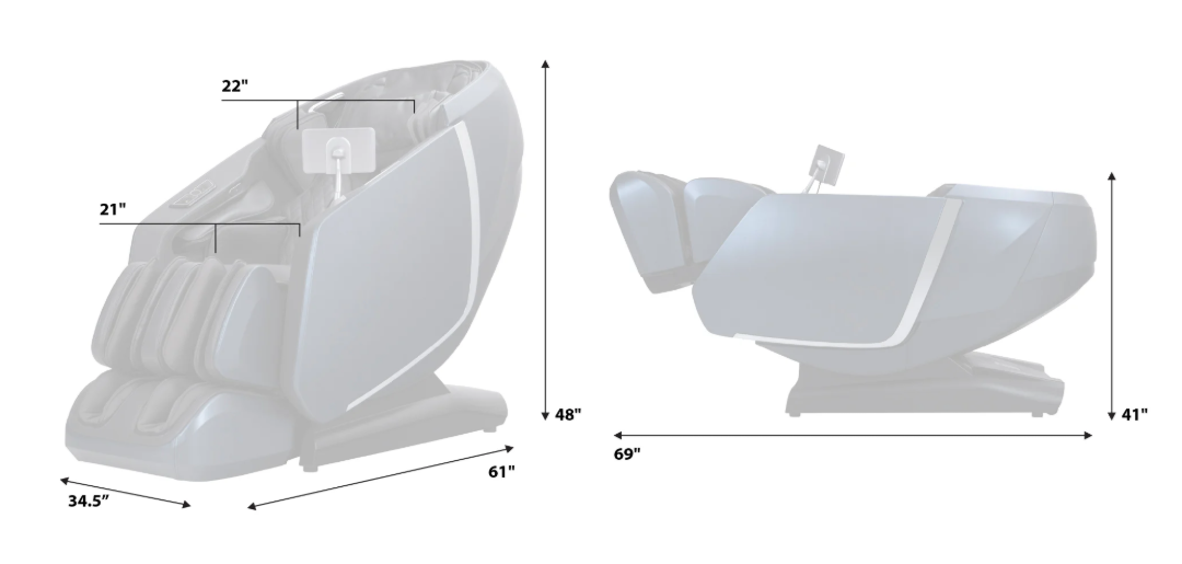 Osaki OS-Highpointe 4D Massage Chair Dimensions