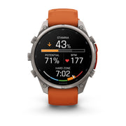 Garmin fēnix 9 Pro Multisport GPS Smartwatch — 47 mm, Titanium with Autumn Orange, stamina and heart rate screen