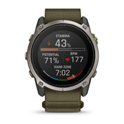 Garmin Enduro 4 showing stamina and heart rate mid-run