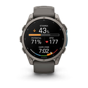 Garmin fēnix 9 Multisport GPS Smartwatch — 47 mm, Titanium with Pebble Gray, stamina and heart rate screen