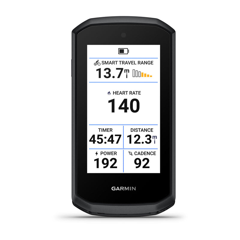 Garmin Edge Explore 3, a ride data page with heart rate and power