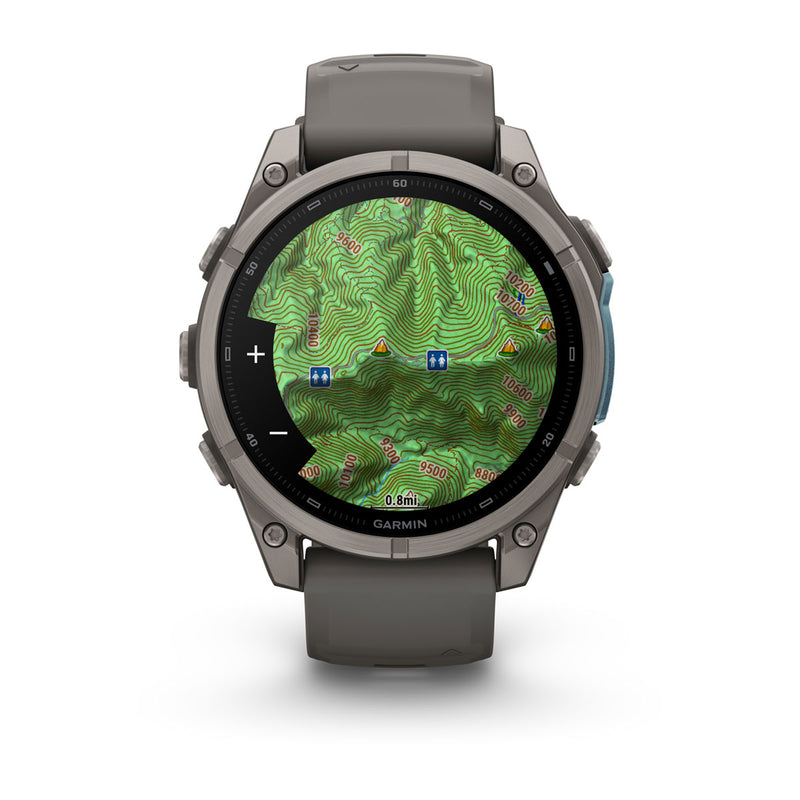 Garmin fēnix 9 Multisport GPS Smartwatch — 47 mm, Titanium with Pebble Gray, TopoActive map on screen