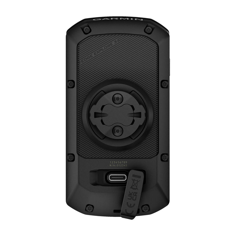 Garmin Edge Explore 3, the mount and USB-C port on the back