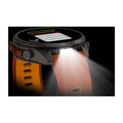 Garmin fēnix 9 Pro Multisport GPS Smartwatch — 47 mm, Titanium with Autumn Orange, LED flashlight in the dark