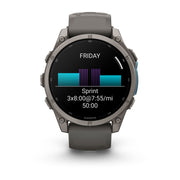 Garmin fēnix 9 Multisport GPS Smartwatch — 47 mm, Titanium with Pebble Gray, workout screen