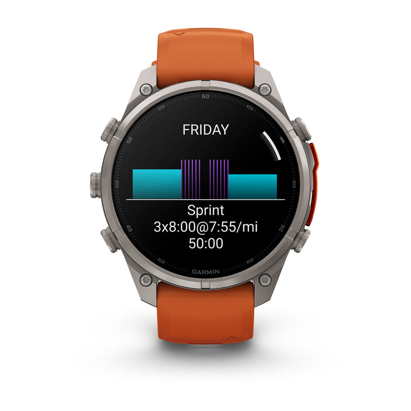 Garmin fēnix 9 Pro Multisport GPS Smartwatch — 47 mm, Titanium with Autumn Orange, workout screen