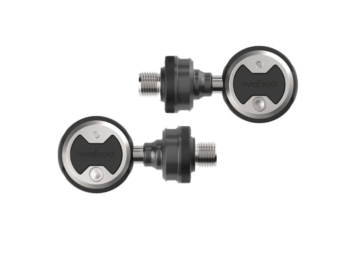 Wahoo SPEEDPLAY POWER Dual-Sided, two pedals, one flat and one showing the pod