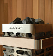 Homecraft Revive sauna heater with the optional wood heater guard