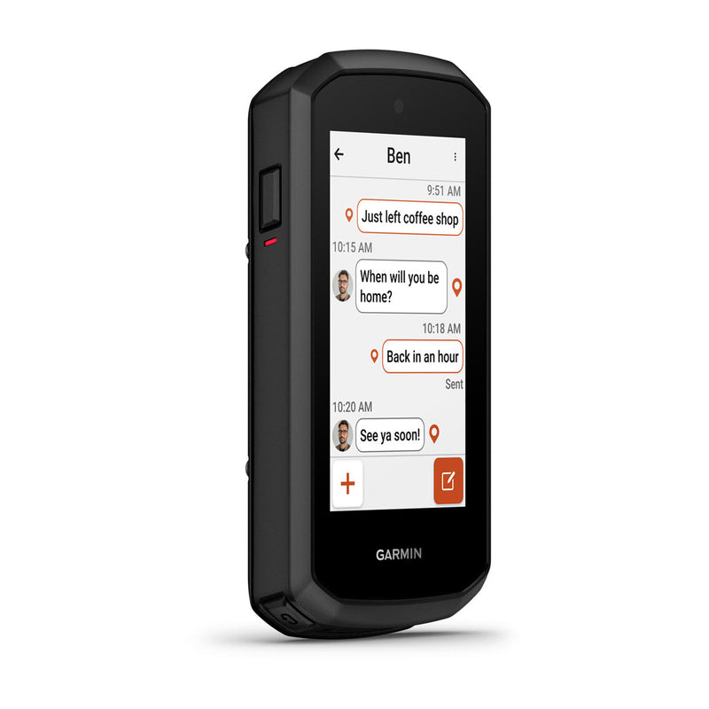 Garmin Edge Explore 3, a Garmin Messenger conversation on screen