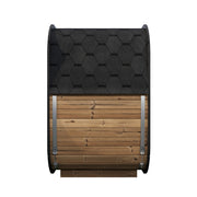 SaunaLife CL4G 3-Person Cube-Series Outdoor Home Sauna - side view showing shingle roof