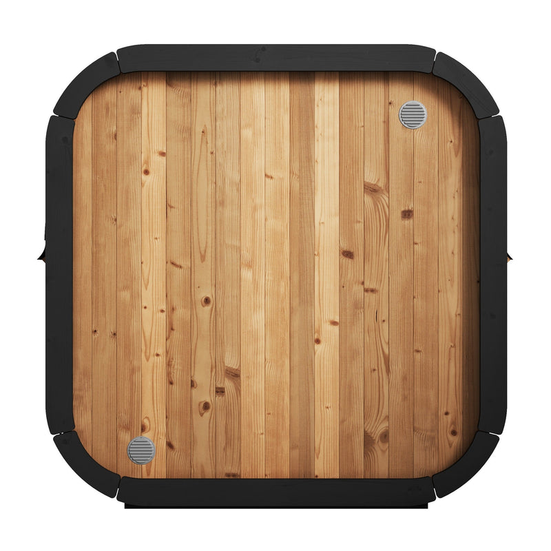 SaunaLife CL4G 3-Person Cube-Series Outdoor Home Sauna - rear view with solid wood back panel