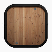 SaunaLife CL7G 6-Person Cube-Series Outdoor Home Sauna - rear view with solid wood back panel