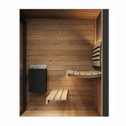 SaunaLife GL4 4-Person Outdoor Traditional Sauna - interior heater and floating benches