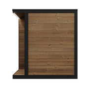 SaunaLife GL4 4-Person Outdoor Traditional Sauna - side view showing solid wood wall