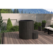 SaunaLife Model S1 1-Person Cold/Hot Tub - black finish tub on a terrace deck
