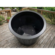 SaunaLife Model S1 1-Person Cold/Hot Tub - top view of black tub interior on deck
