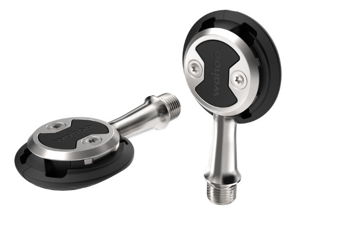 Wahoo SPEEDPLAY AERO, two pedals, one flat and one standing on its spindle end