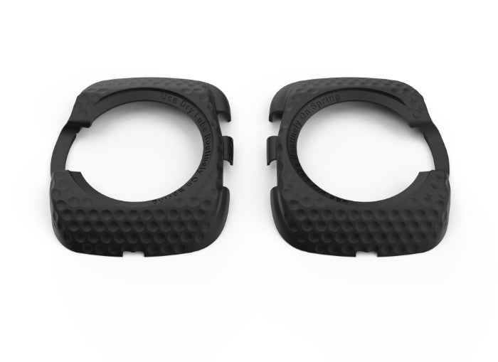 Wahoo SPEEDPLAY Cleat Covers, pair of black cleat covers, open centres