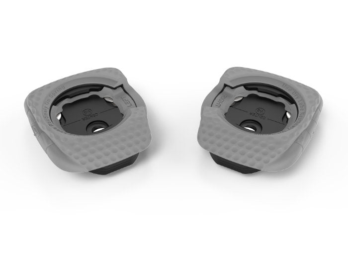 Wahoo SPEEDPLAY Easy Cleats, pair of grey cleats with surrounds