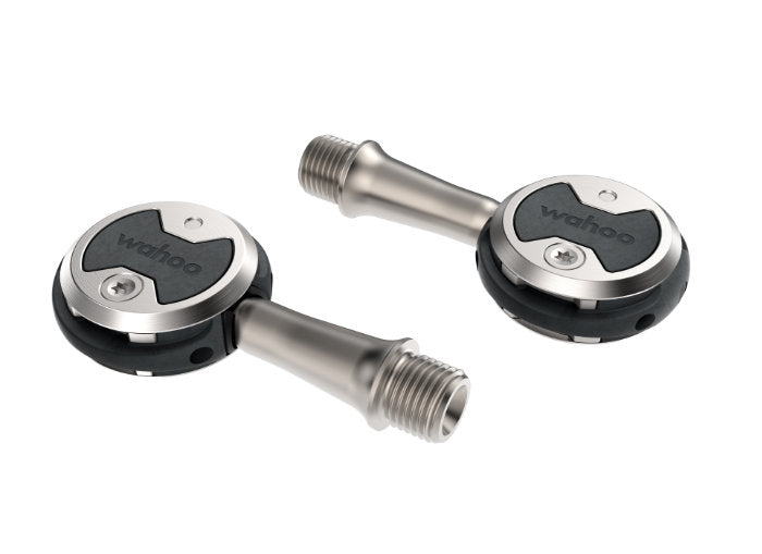 Wahoo SPEEDPLAY NANO, pair of pedals, one lying on its side showing the spindle