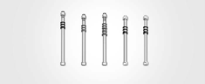Garmin Tacx E-Thru Trainer Axles, five axles side by side