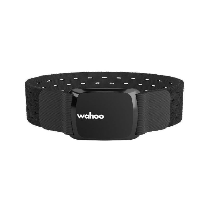 Wahoo TICKR FIT, armband laid flat, perforated band with pod