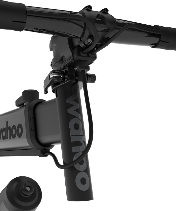Wahoo KICKR BIKE SHIFT, stem and handlebar junction with cable