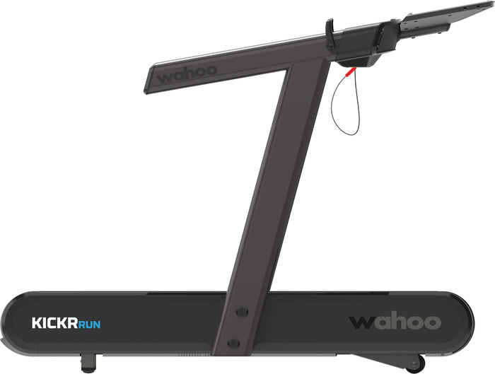 Wahoo KICKR RUN, right side with flat deck, console arm and shelf
