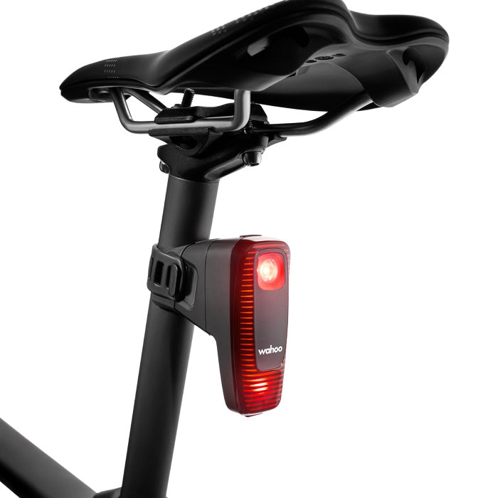 Wahoo TRACKR RADAR Tail Light, light on the seatpost mount, lit red