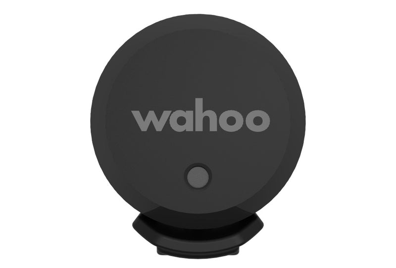 Wahoo TRACKR SPEED Sensor, round black sensor face with Wahoo logo and small LED