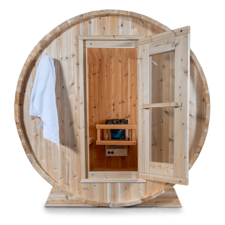 Dundalk Leisurecraft Canadian Timber 2-4 Person Harmony Outdoor Traditional Barrel Sauna