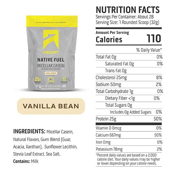 Ascent Miceller Casein - Vanilla Nutrients