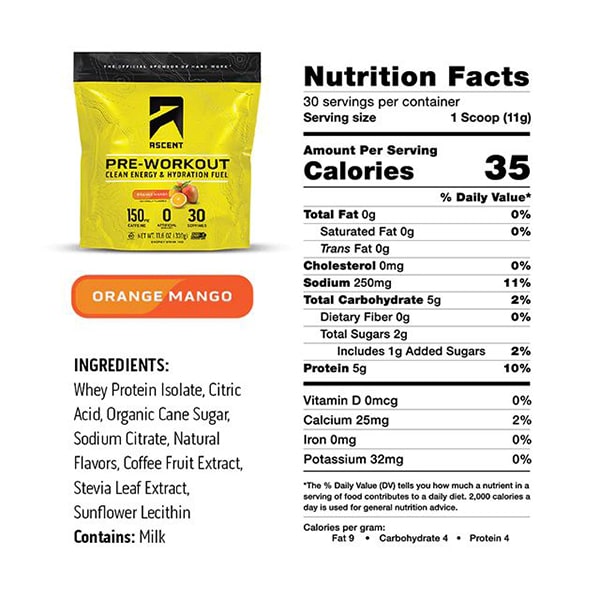 Ascent Pre Workout - Orange Mango Nutrients