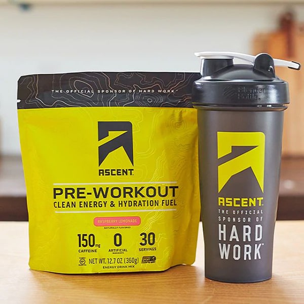 Ascent Protein Pre Workout - Raspberry Lemonade 30 Serving Bag 3D View