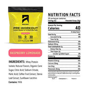 Ascent Protein Pre Workout - Raspberry Lemonade 30 Serving Bag Nutrition Facts