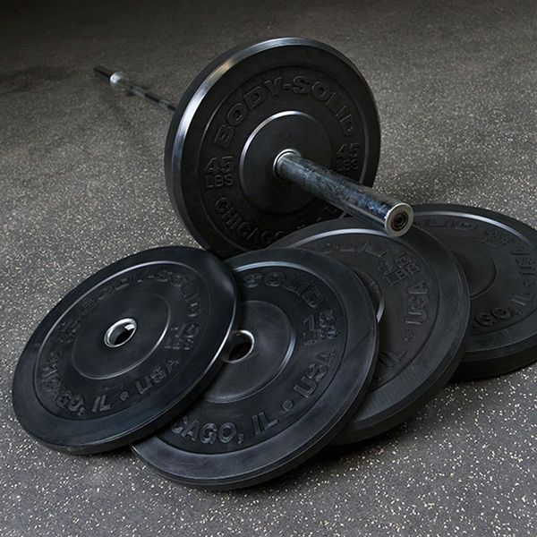 Body-Solid Chicago Extreme Bumper Plates Set Floor