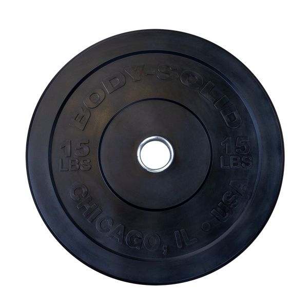 Body-Solid Chicago Extreme Color Bumper Plates 15 lbs (Black)