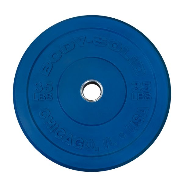 Body-Solid Chicago Extreme Color Bumper Plates 35 lbs (Blue)Body-Solid Chicago Extreme Color Bumper Plates 35 lbs (Blue)