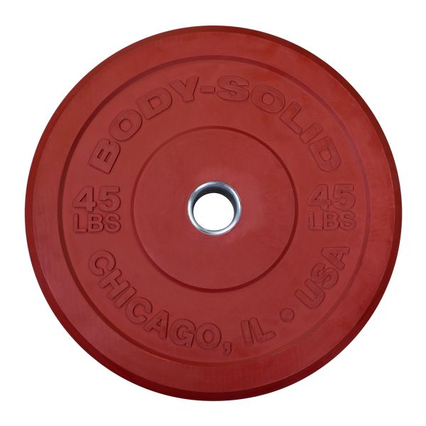 Body-Solid Chicago Extreme Color Bumper Plates 45 lbs (Red)