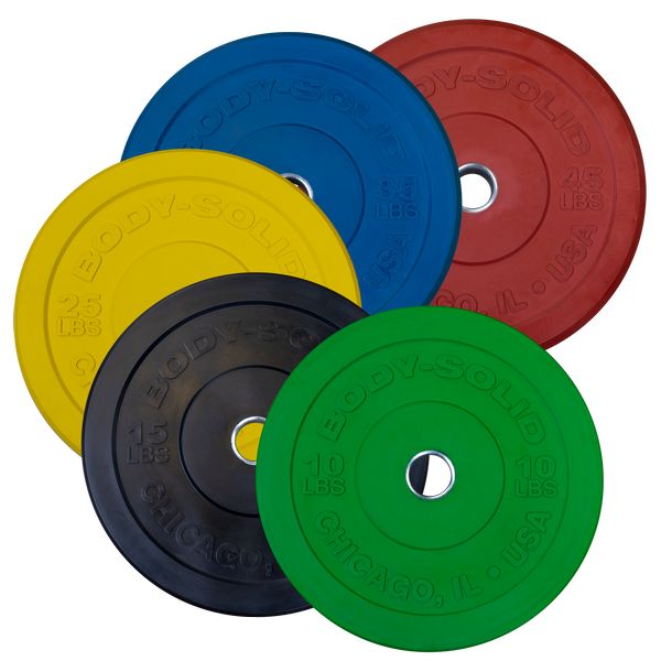 Body-Solid Chicago Extreme Color Bumper Plates Set Front View