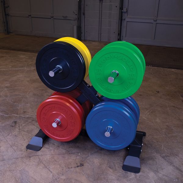 Body-Solid Chicago Extreme Color Bumper Plates Set Rack