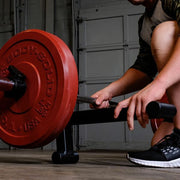 Body-Solid Olympic Bar Jack Close Up Setting Up
