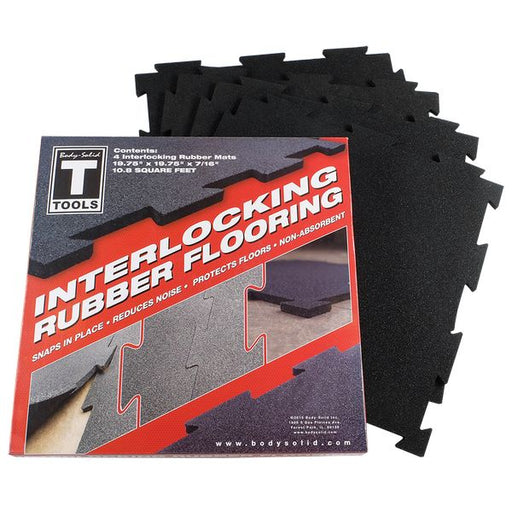 Body-Solid Tools Interlocking Rubber Flooring (Black) 3D View