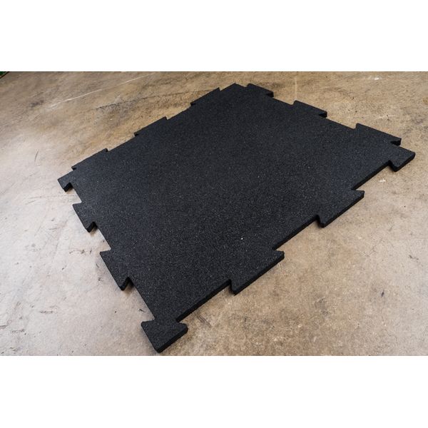 Body-Solid Tools Interlocking Rubber Flooring (Black) Front Side View