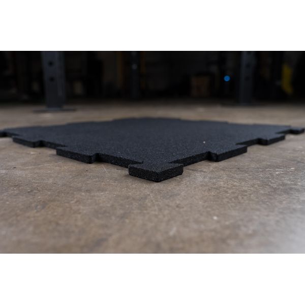 Body-Solid Tools Interlocking Rubber Flooring (Black) Top Side View