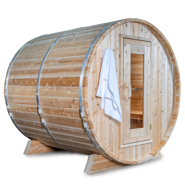 Dundalk Leisurecraft Canadian Timber 2-4 Person Harmony Outdoor Traditional Barrel Sauna