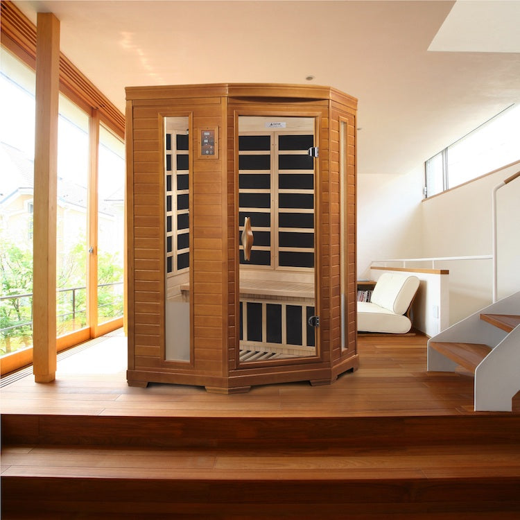 Dynamic Heming Elite 2-person Corner Ultra Low EMF FAR Infrared Sauna (Canadian Hemlock)